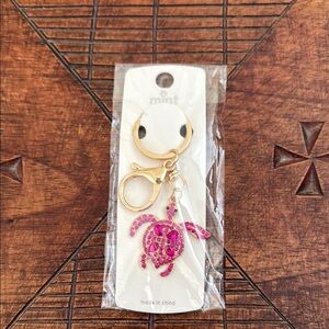 Pink Turtle‎ Keychain with Gold Clip